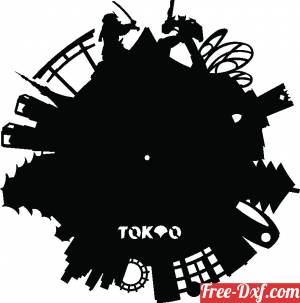 download Tokyo Wall vinyl clock free ready for cut