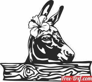 download cute Donkey with flower free ready for cut