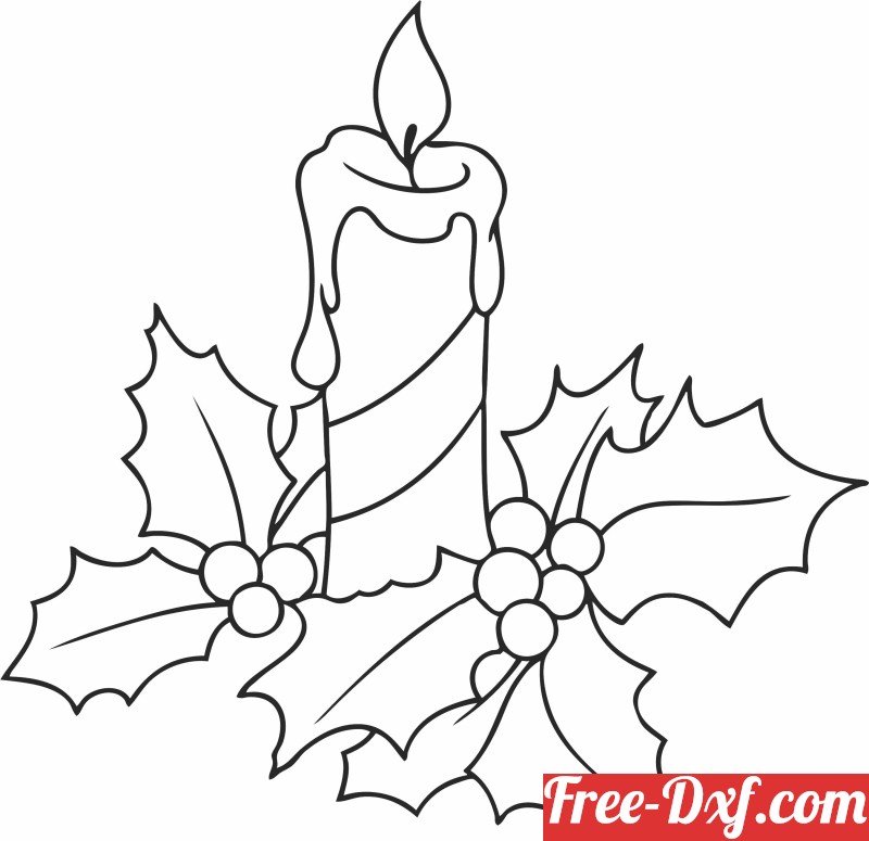 Download Christmas Candle and Holly leaves kQWDU High quality fre