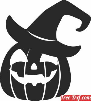 download Halloween pumpkin with hat free ready for cut