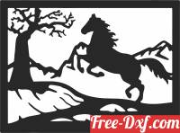 download horse scene wall art free ready for cut