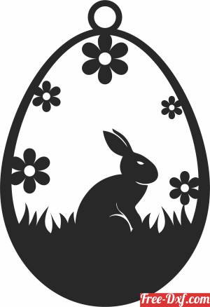 download bunny on Easter Eggs ornament free ready for cut