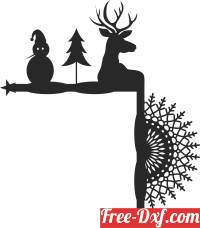 download Christmas snowman deer Door Corner free ready for cut