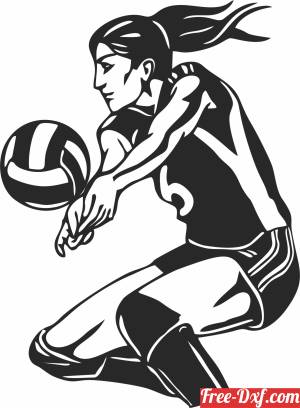 download volleyball girl player pass  clipart free ready for cut
