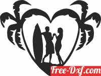 download couple surfer heart palm tree free ready for cut
