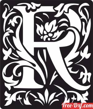 download Personalized Monogram Initial Letter R Floral Artwork free ready for cut