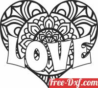 download Mandala love Hearts Valentine's Day free ready for cut