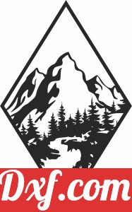 Mountain scene with forest decor