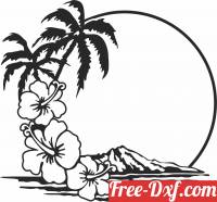 download palm floral scene mountain art free ready for cut