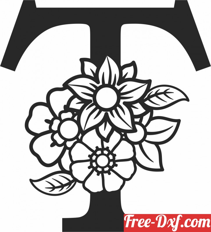 Download Monogram Letter T with flowers lvnQP High quality free D