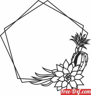 download hexagon floral frame wall art free ready for cut