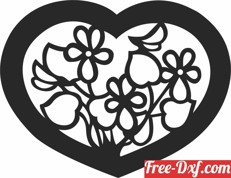 Download heart with flowers clipart mGdN4 High quality free Dxf f