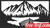 download mountain scene Rafting wall art free ready for cut