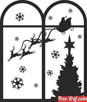 download Christmas Window Scene free ready for cut
