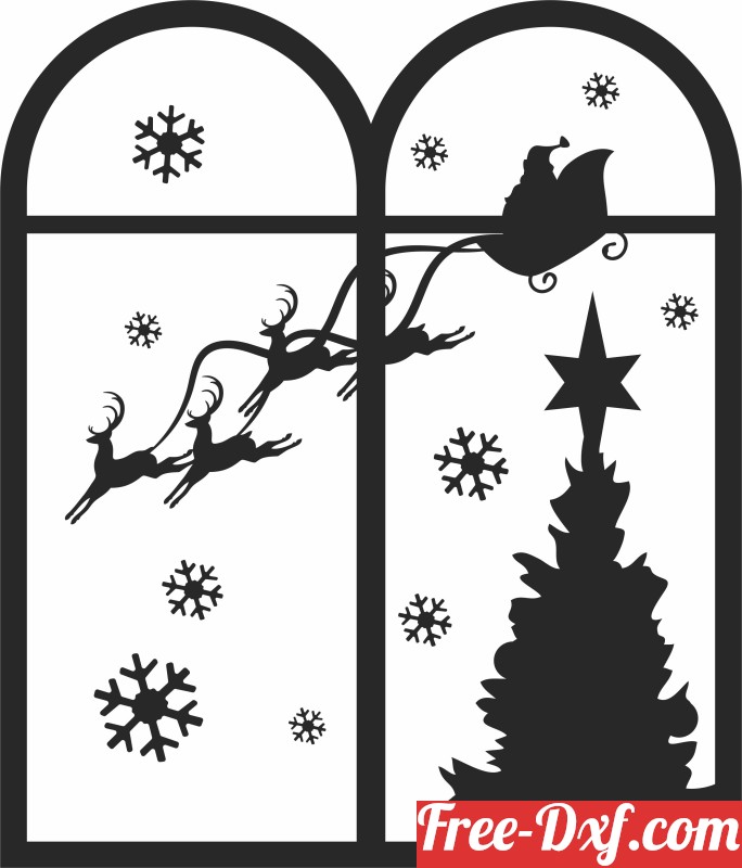 Download Christmas Window Scene mIgfp High quality free Dxf files