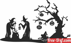 download Halloween scenery witches scene free ready for cut