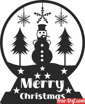download snowman Globe merry christmas free ready for cut