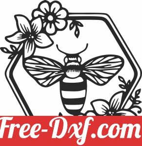bee on floral frame clipart