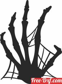 download Skeleton Hand with spider web free ready for cut