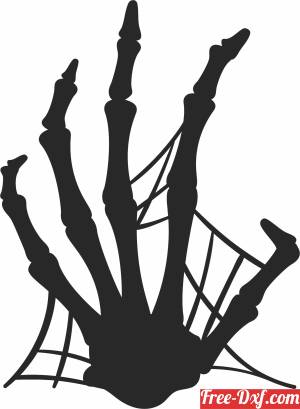 download Skeleton Hand with spider web free ready for cut