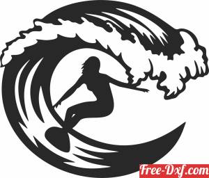 download Surfing girl clipart free ready for cut