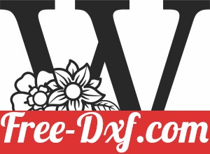 Monogram Letter W with flowers