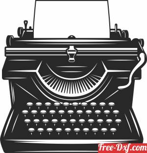download retro Typewriter clipart free ready for cut