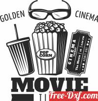 download ticket Movies pop corn logo sign free ready for cut