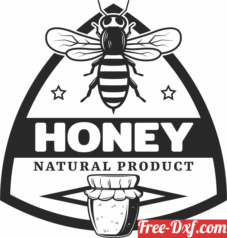 Download Bee Honey jar logo n1sOQ High quality free Dxf files, Sv