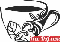 download coffee floral cup free ready for cut
