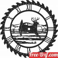 download deer sceen saw wall clock free ready for cut