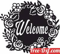 download Welcome floral Sign free ready for cut