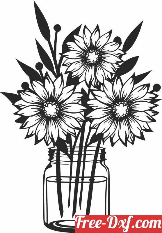 Download sunflower in jar clipart nICEJ High quality free Dxf fil