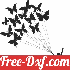 Boy with butterflies wall art