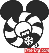 download Mickey Mouse Snowflake christmas art free ready for cut