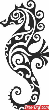download Tribal sea horse clipart free ready for cut