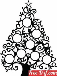 download Christmas tree with family pictures holder free ready for cut