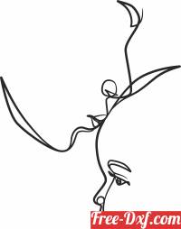 download one line woman face kiss baby art free ready for cut