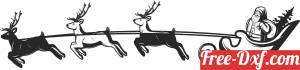 download Santa claus sleigh with reindeers clipart free ready for cut