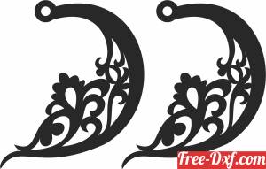 download moon floral earrings free ready for cut