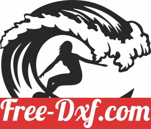 Surfing girl clipart