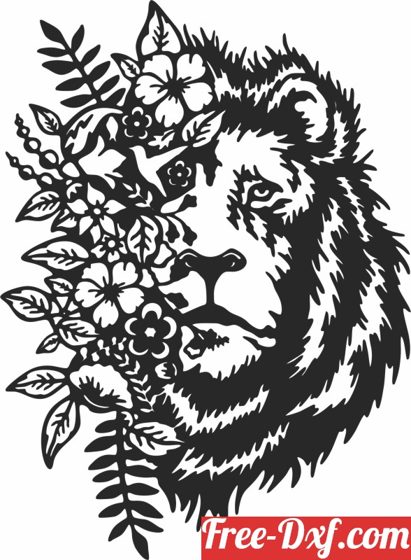 Download floral lion clipart oYxSK High quality free Dxf files, S
