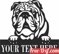download English bulldog dog custom name sign free ready for cut