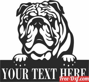 download English bulldog dog custom name sign free ready for cut