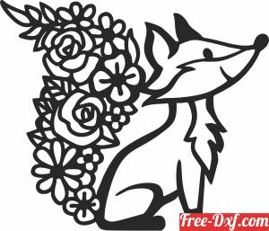 download Fox clipart with floral tail free ready for cut