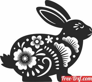 download bunny with flowers clipart free ready for cut