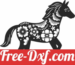 horse with flowers clipart