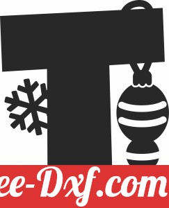 christmas snowflake Letter T monogram