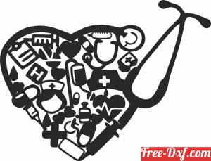 download heart Medical Collage Stethoscope free ready for cut