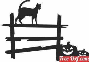 download Spooky Cat pumpkin Fence free ready for cut